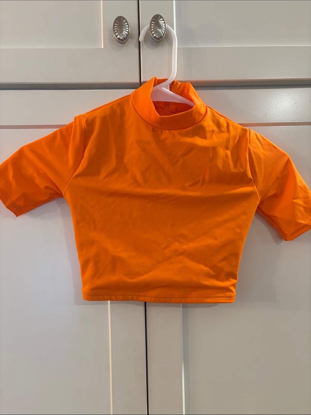 balera Bright Orange Mock Neck Short Sleeve Tee